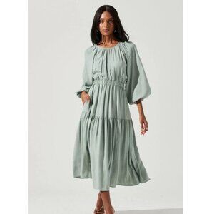 Astr Women's Midi Dress in Sage Green
